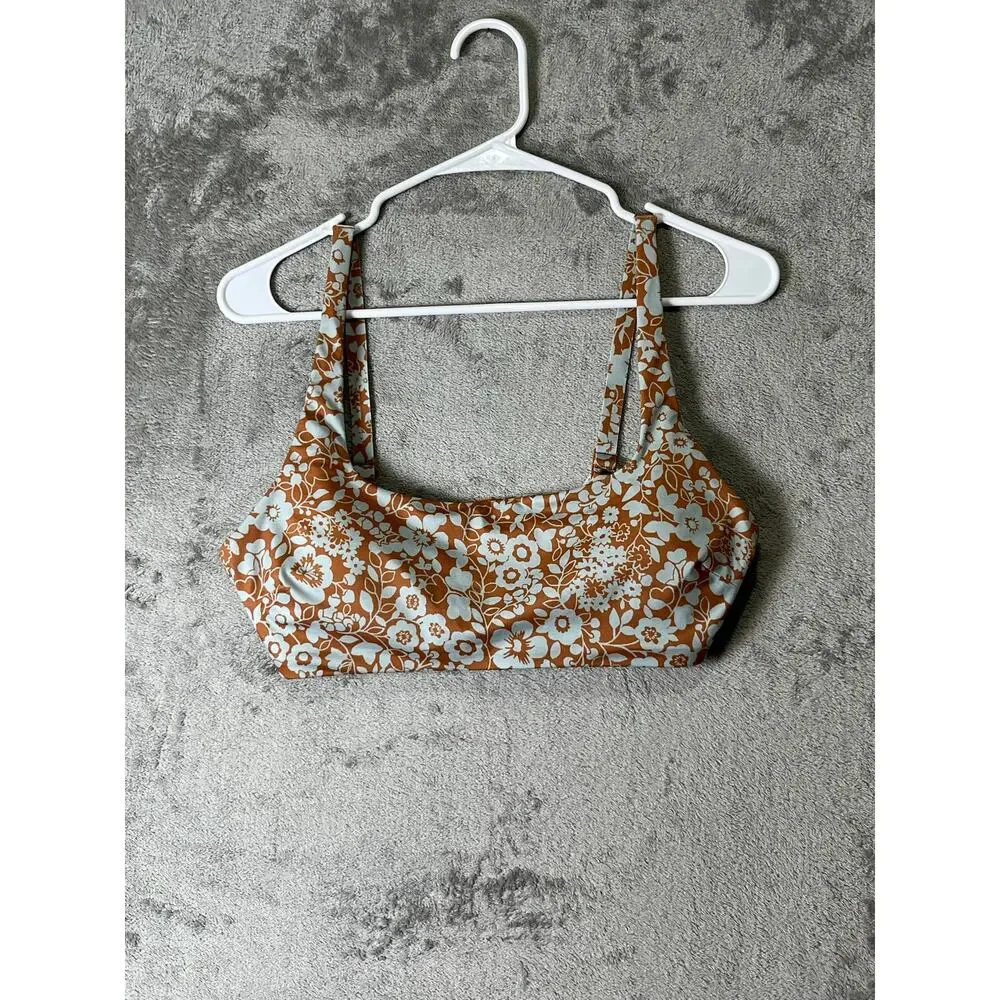 Everlane Square-Neck Bikini Top & High Rise Bottom Floral Swim Set Medium